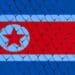 flag of North Korea behind chain link fence