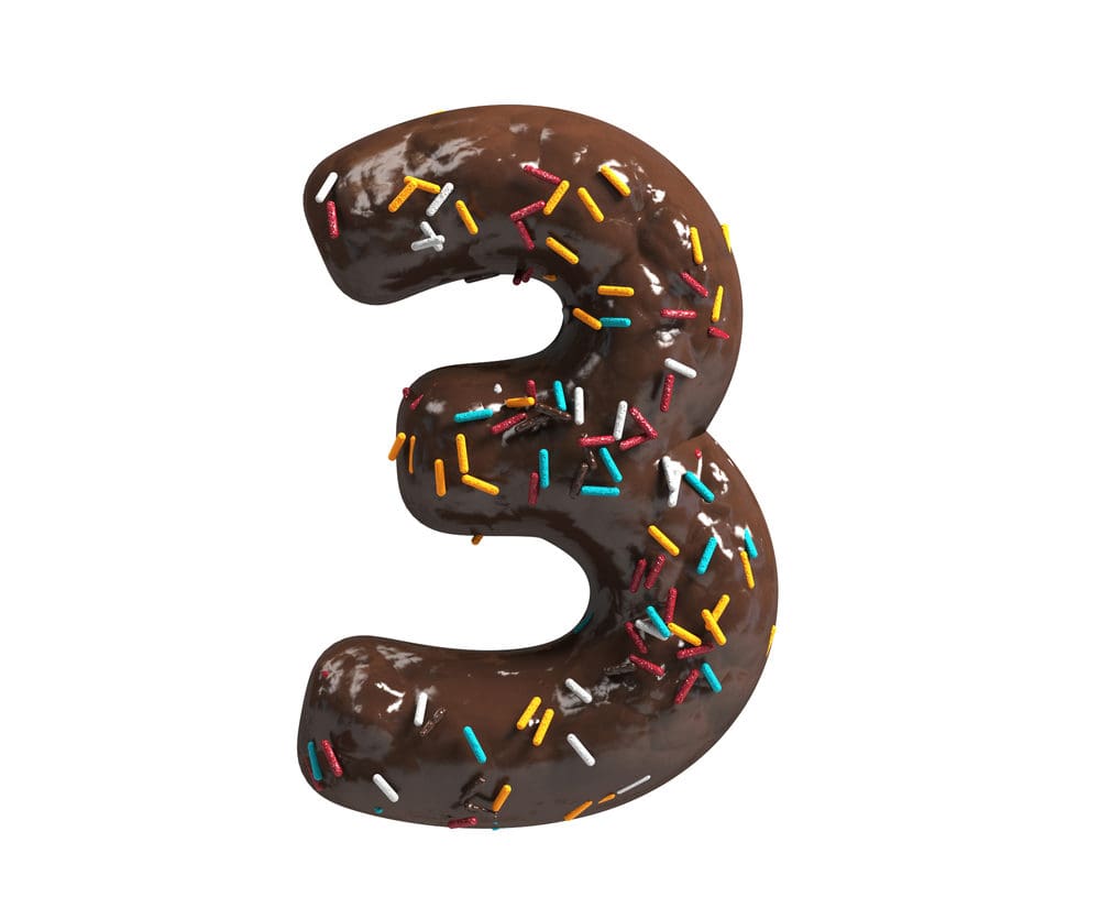 DOughtnut-shaped numeral three