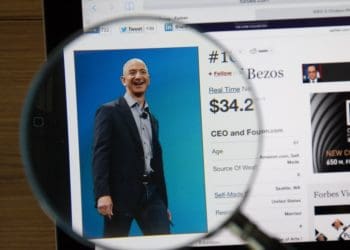 magnifying glass on photo of Jeff Bezos