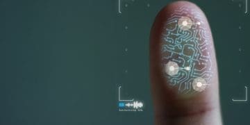 fingerprint scan on green background