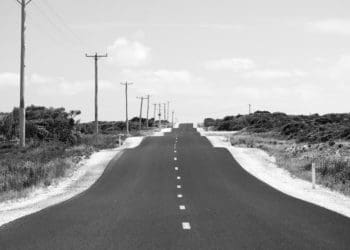 bumpy road in black and white