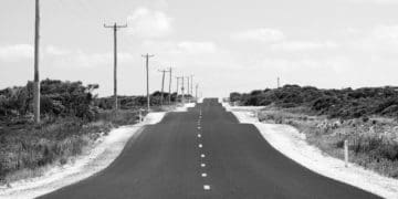 bumpy road in black and white