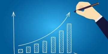 illustrated hand drawing graph with increasing trend