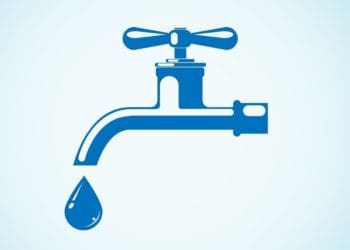 illustration of leaky faucet in blue