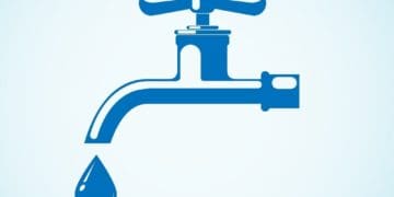 illustration of leaky faucet in blue