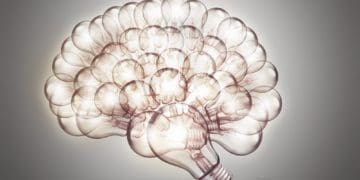 human brain made of light bulbs