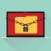 ransomware concept illustration with file folder on laptop secured with chain and padlock