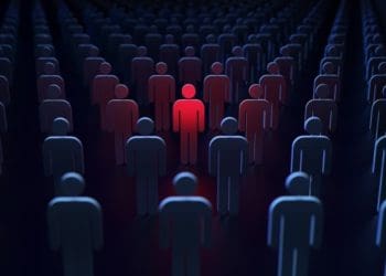 illustration of red man in shadows