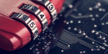 red combination lock on circuit board