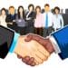 ethnically diverse business team with handshake