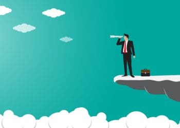 illustration of businessman looking at the horizon