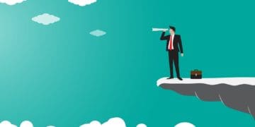 illustration of businessman looking at the horizon