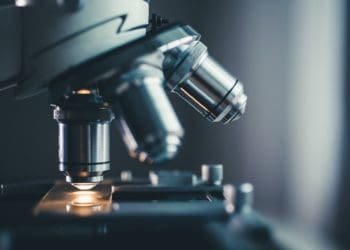 closeup of microscope lenses