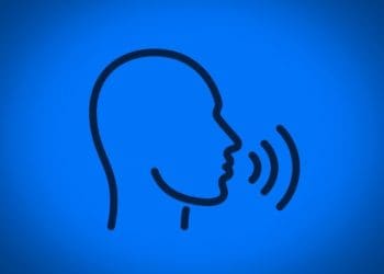 speech icon on blue background
