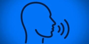 speech icon on blue background