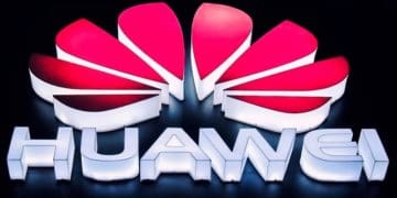 illuminated Huawei logo