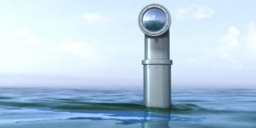 periscope above the surface of the water