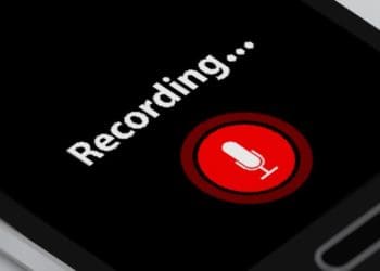 smartphone with voice recording icon