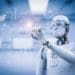 concept of artificial intelligence, robot on virtual screen