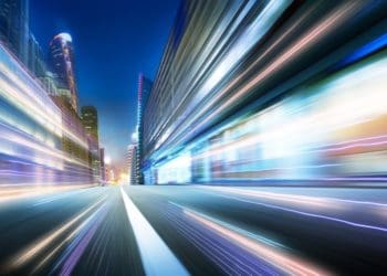 motion blur against cityscape