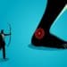 concept of weakness - illustration of businessman shooting arrow at an Achilles heel