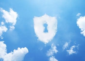 cloud in the shape of an IT security shield