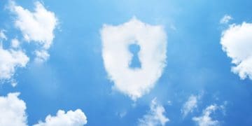cloud in the shape of an IT security shield