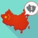 illustration of china with piggy bank in speech bubble