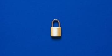 gold lock on blue background