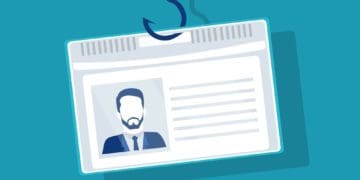 illustration of man's ID on a fish hook