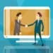 illustration of two businessmen meeting virtually