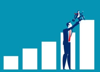 illustration, concept of big business helping small business