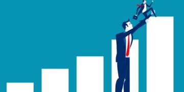 illustration, concept of big business helping small business