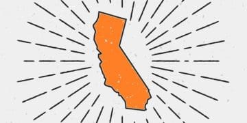 orange illustration of california on black and white background