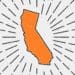 orange illustration of california on black and white background