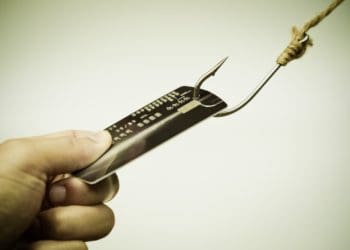 credit card on fish hook