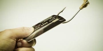 credit card on fish hook