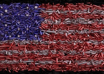 american flag made out of bullets
