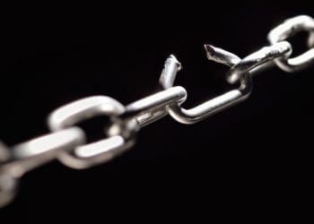 iron chain with one link about to break
