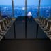 large boardroom with city view at night