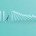 illustration of businessman stopping falling dominoes