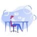 illustration of businesswoman sitting at laptop