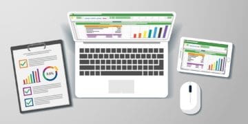 illustration of spreadsheets on laptop and tablet