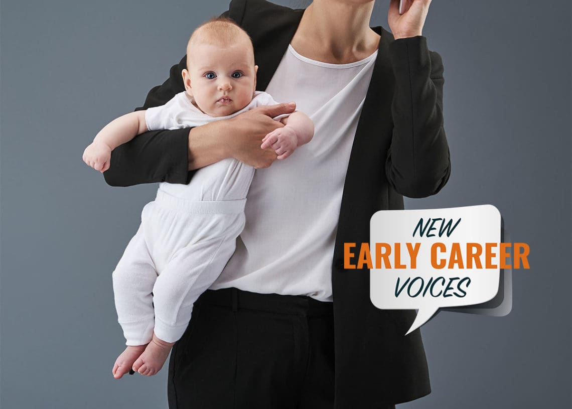 Working mom with baby on hip