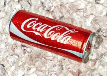Classic Coca-Cola Can on crushed ice