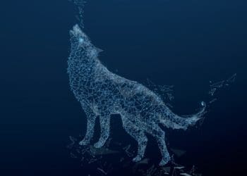 digitized image of howling wolf