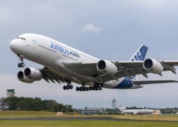 airbus A380 plane at landing