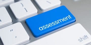 blue assessment key on keyboard