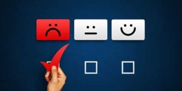 hand of client giving negative review