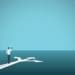 illustration of businessman standing at triple fork in the road